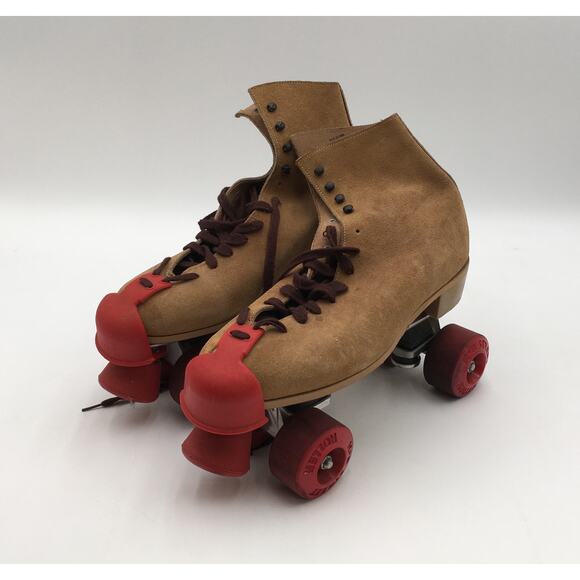 Vintage Tan Suede Riedell Roller Skates Rannalli Plate  KR Street Wheels Size 11 - Picture 3 of 9